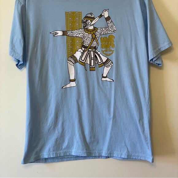 Xhilaration L short sleeve t-shirt blue white knife warrior unique fighter - Picture 3 of 8